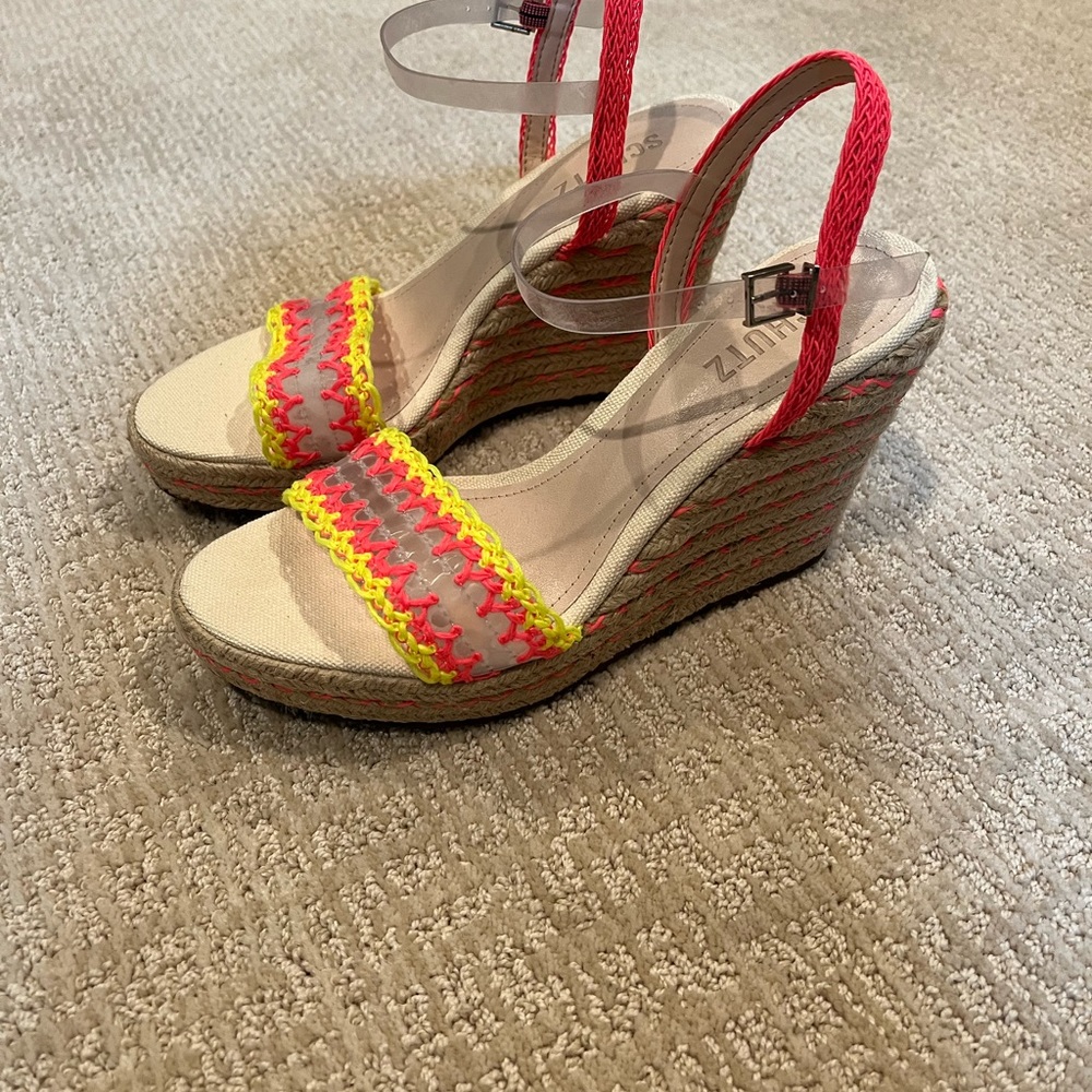 Schutz neon espadrille wedges